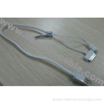 New Zipper 2 in 1 USB Cable for Apple and Samsung